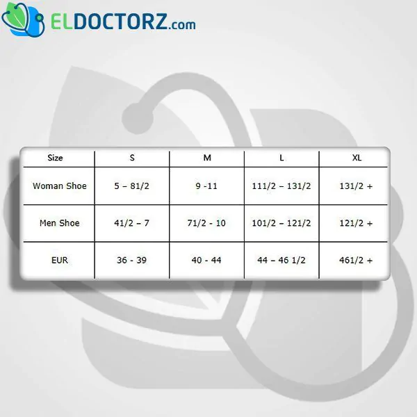 Size table for Air Cast