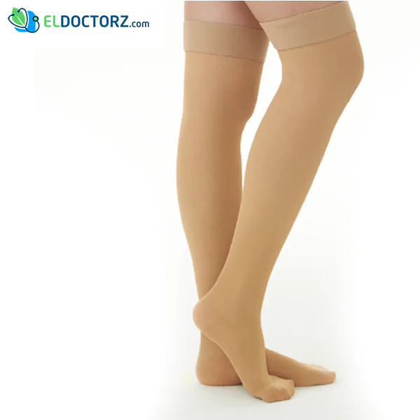 Thigh high compression stockings for varicose veins treatment