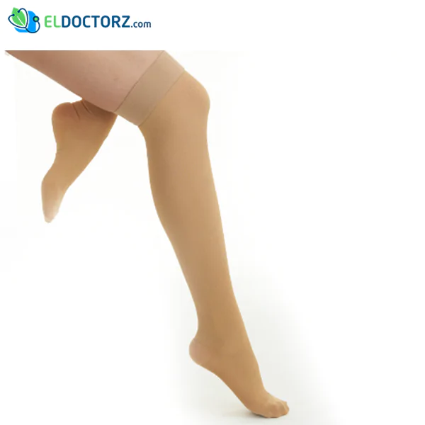 Thigh high compression stockings for varicose veins treatment