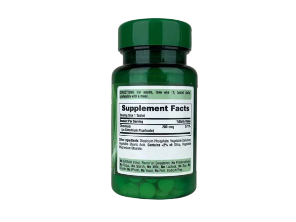 ⁦كبسولات الكروميوم للتخسيس 200 مكجم 100 قرص Chromium Picolinate 200 mcg Yeast Free⁩ - الصورة ⁦3⁩